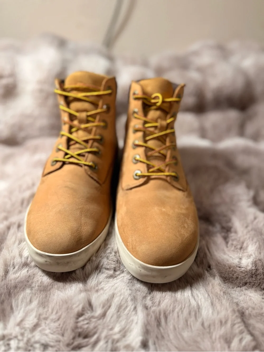 Timberland Boots Wheat Tan Leather Flannery Utility Y2K Trucker size 8.5